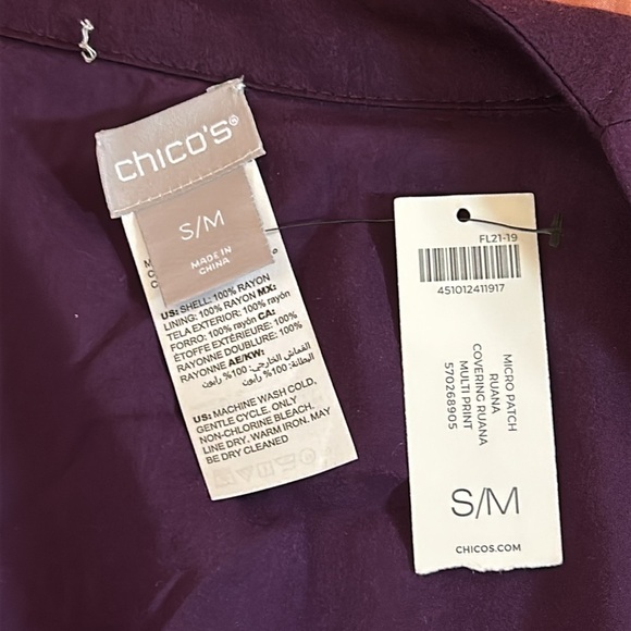 NWT CHICO'S Patchwork Print Ruana Poncho Shawl Wrap S/M - Picture 7 of 14